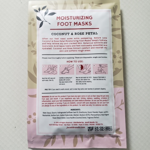 Just In: Brand New Nature Love Moisturizing Coconut and Rose Petals Foot Masks - Picture 4 of 4